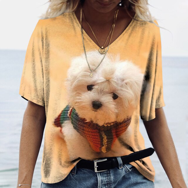 Women V-neck Top Short Sleeve T-shirts