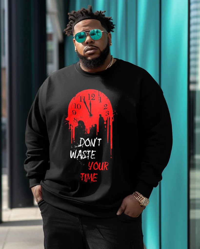 Men's Plus Size Don't Waste Your Time Retro Sweatshirt