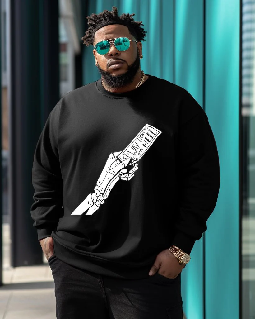 Men's Plus Size Way Ticket To Hell Retro Sweatshirt