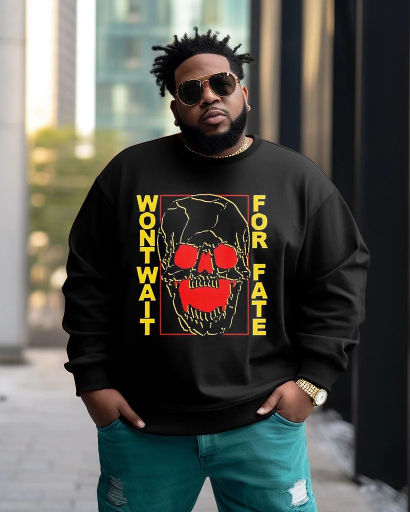 Men's Plus Size Wontwait For Fate Retro Sweatshirt
