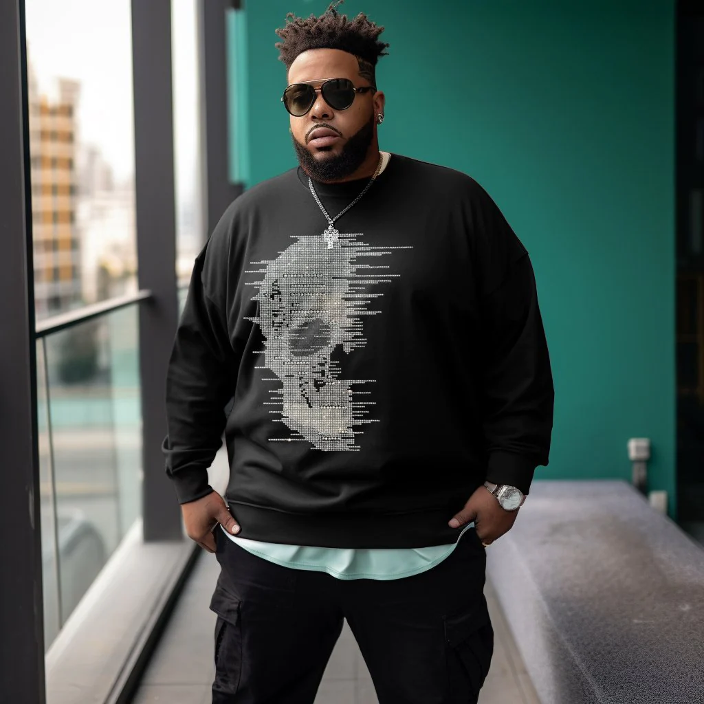 Men's Large Size Skull Patchwork Sweatshirt