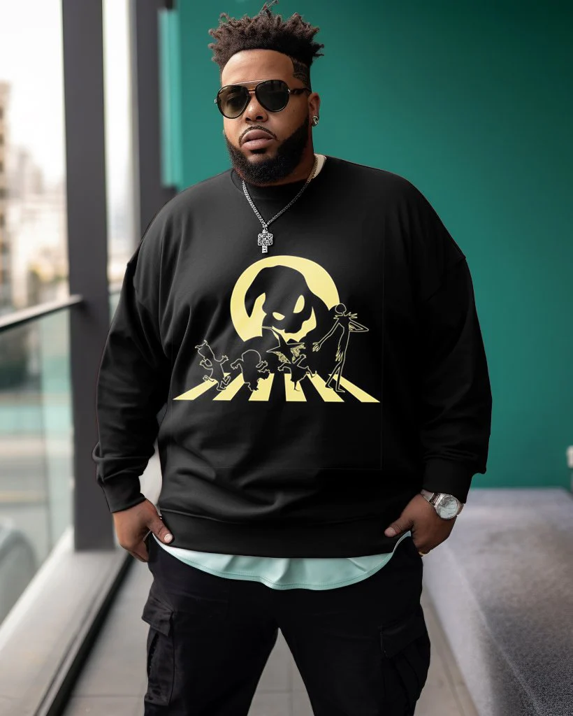 Men's Plus Size Ghost Zebra Retro Sweatshirt