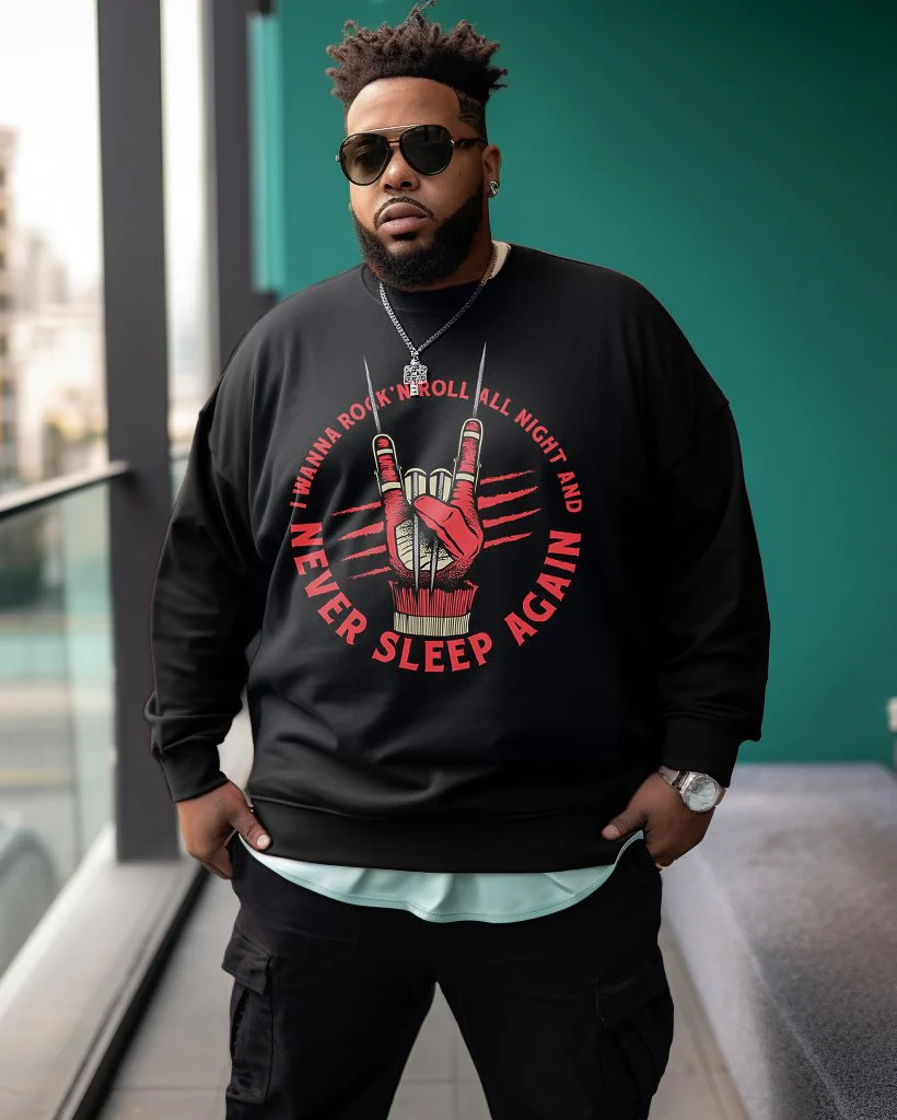Men's Plus Size Never Sleep Again Retro Sweatshirt