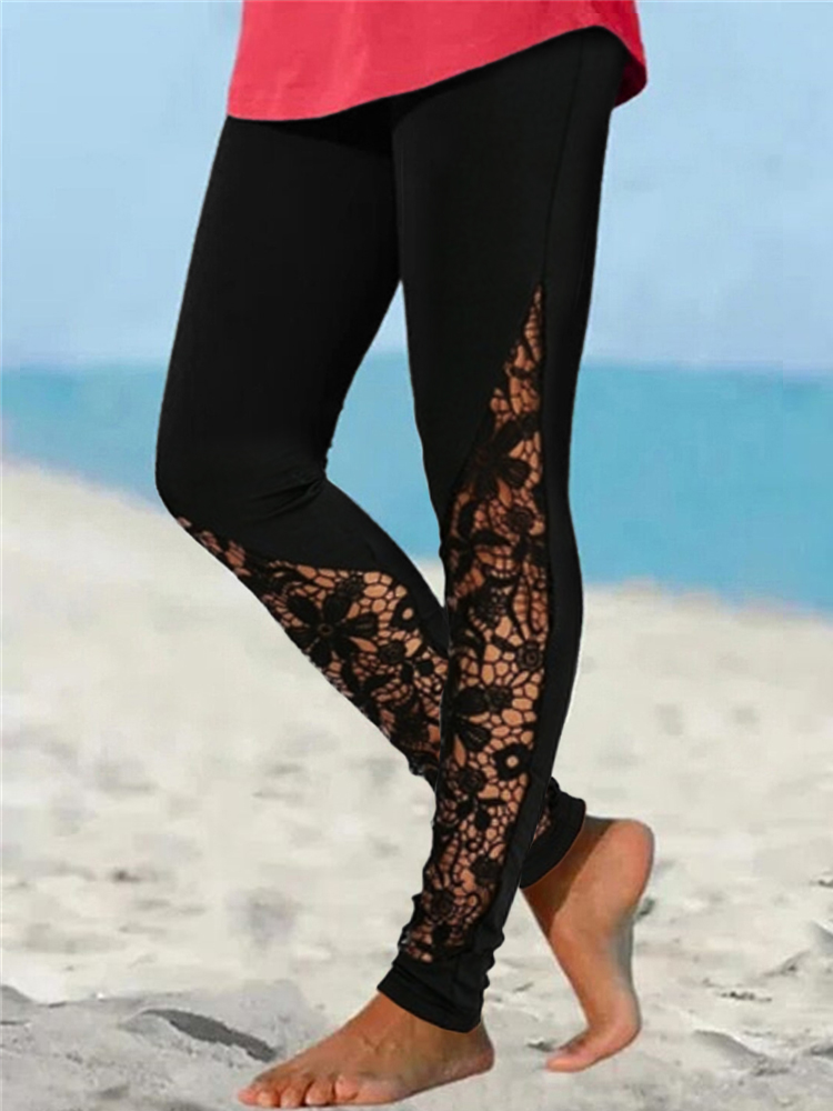 Lace Mesh Patchwork Comfy Stretchy Leggings