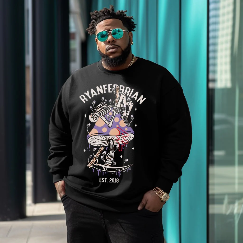 Men's Large Size Pyanfebbrian Mushroom Skull Sweatshirt