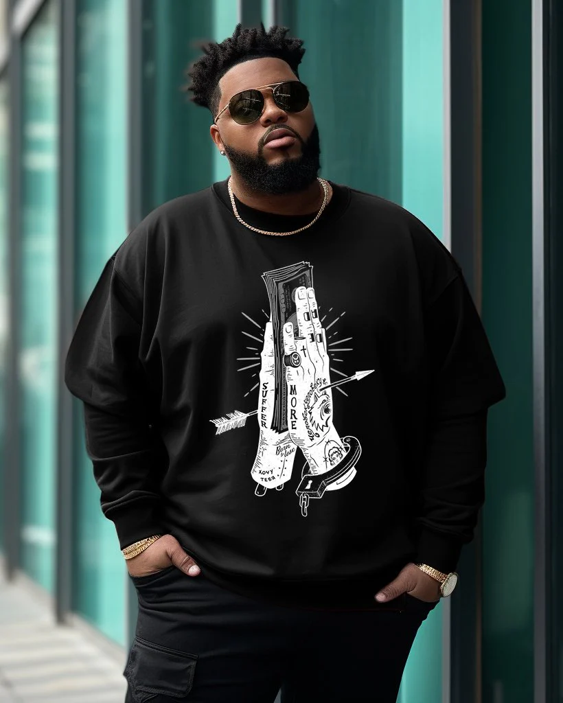 Men's Plus Size Palm Prayer Money Sweatshirt