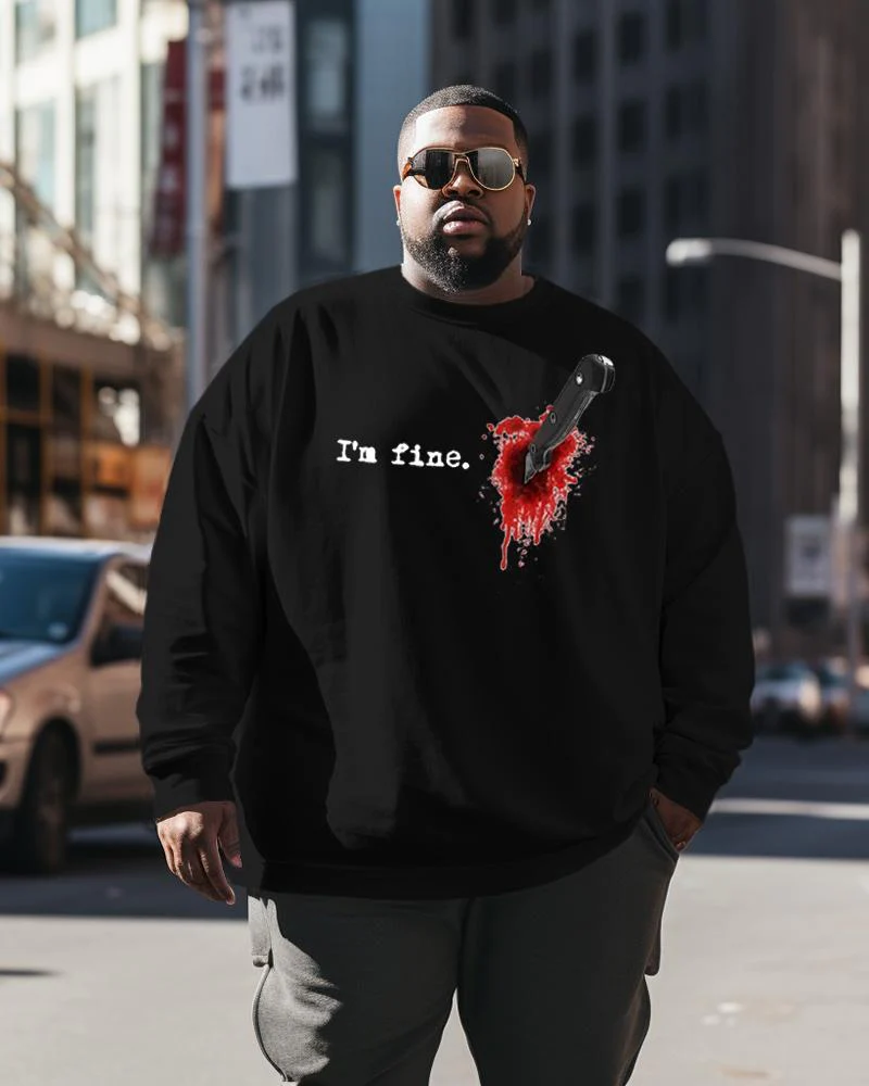 Men's Plus Size I'M Fine Chest Slot Sweatshirt