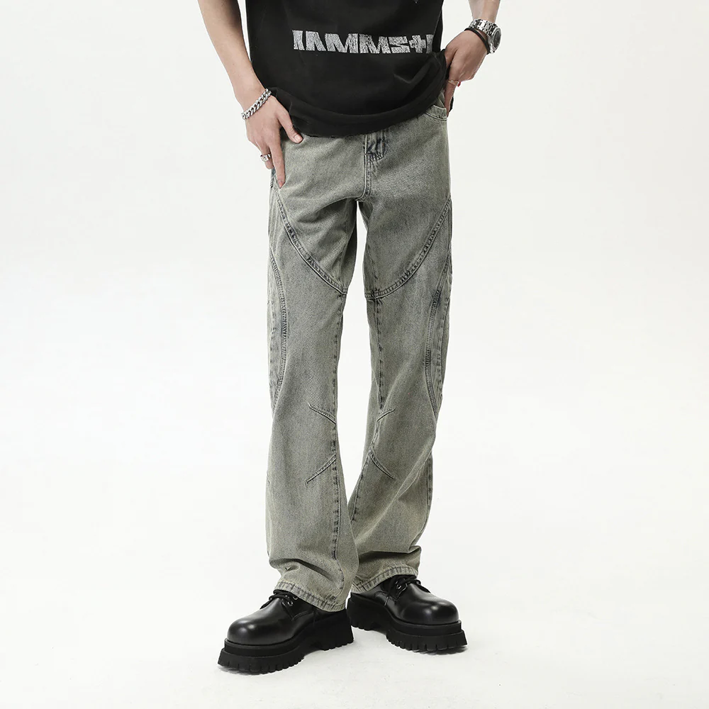 Straight Casual Loose Heavy-duty Jeans Men's Non-elastic