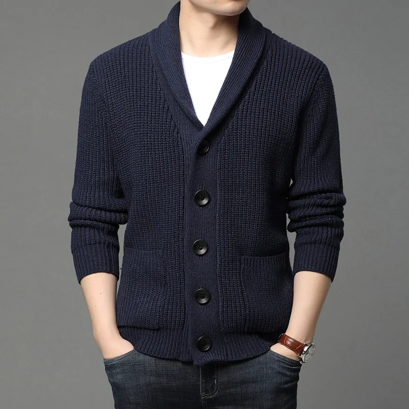 Winter Brand Fashion Cable Knit Sweater Jacket Men Casual Coats