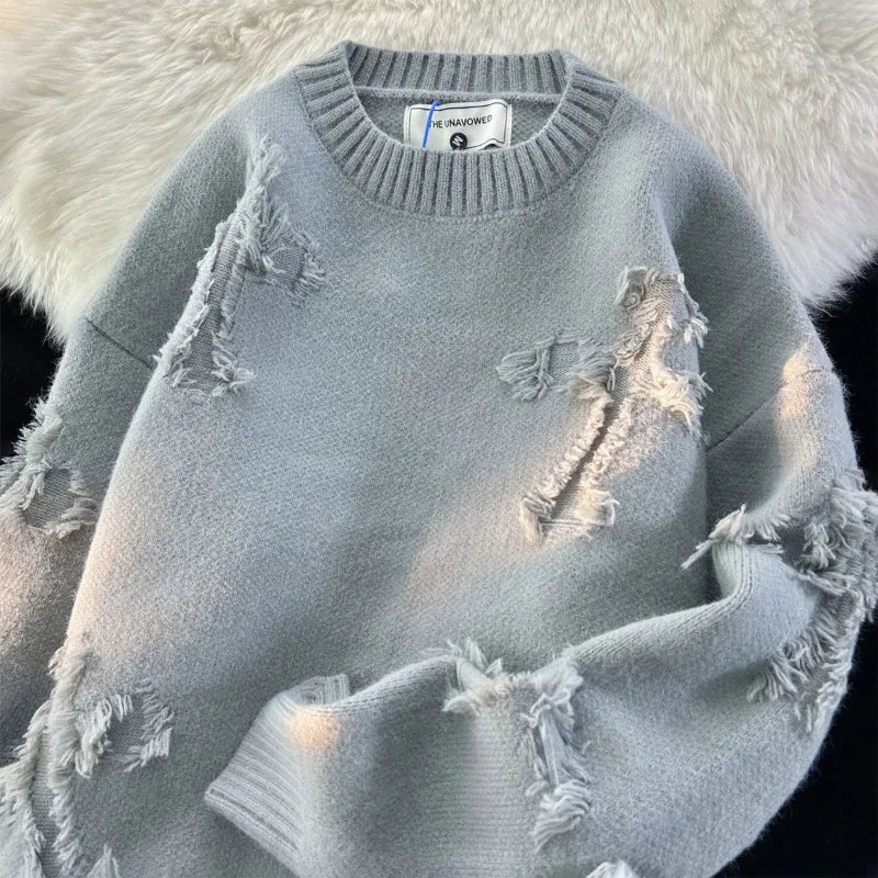 Men Hole Fringed Sweater for men