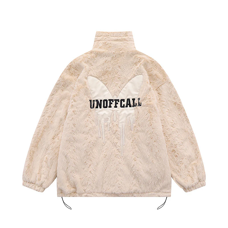 Butterfly Paste Cloth Embroidery Plus Double-sided Plush Stand Collar Coat