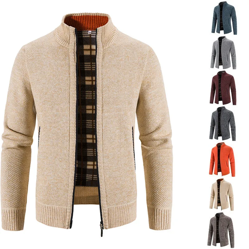 Stand Colar Zipper Cable Knitted jacket