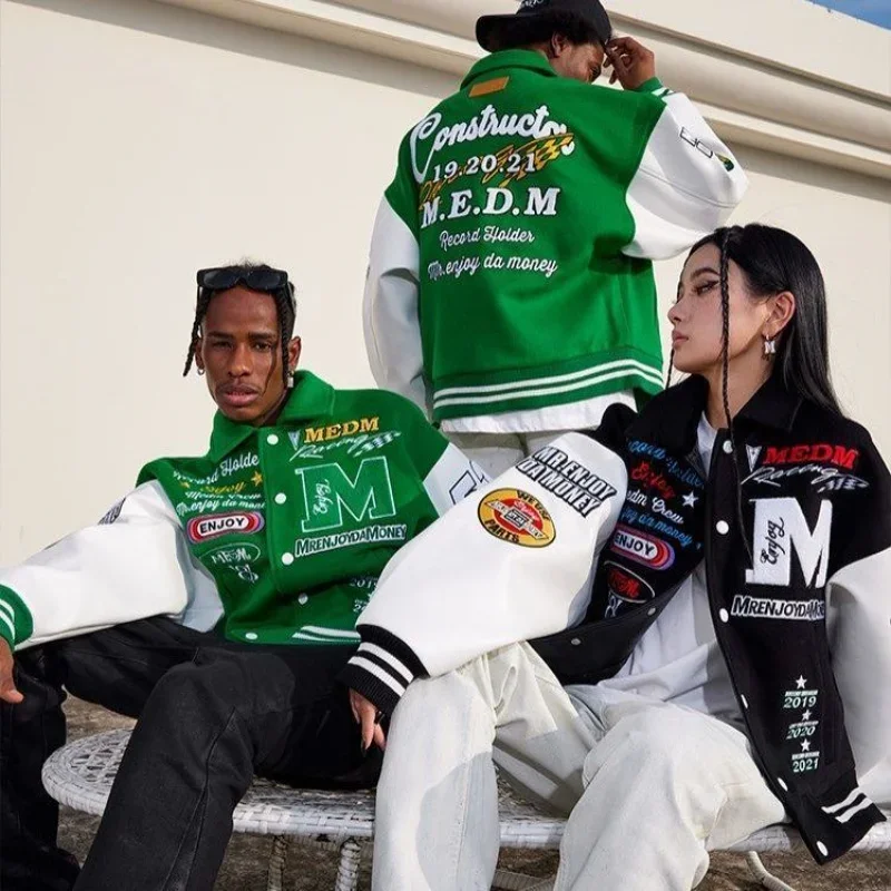 Hip Hop Trend Baseball Uniform Couple Casual Loose Jacket