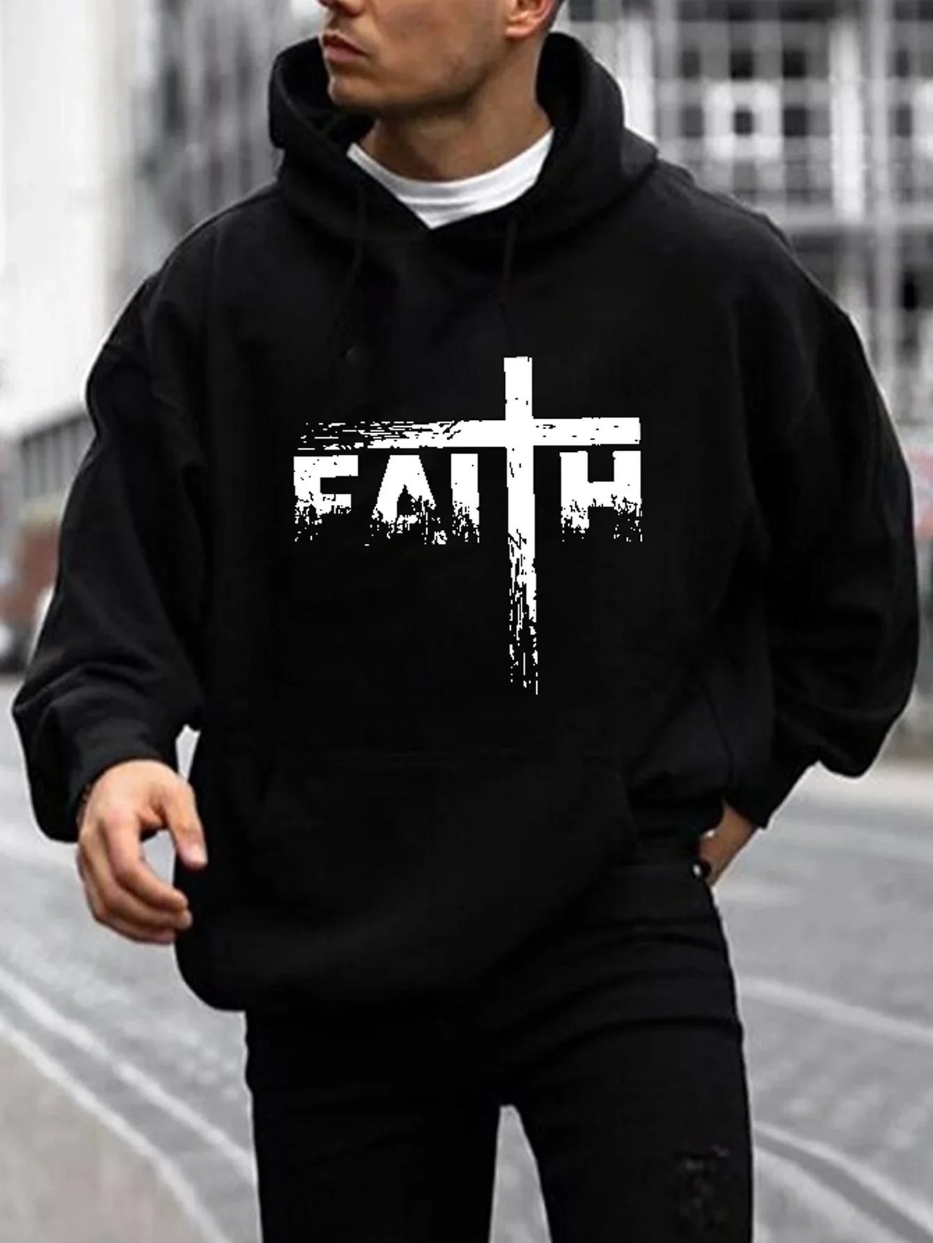 Men's Casual Graphic Design Pullover Hooded Sweatshirt