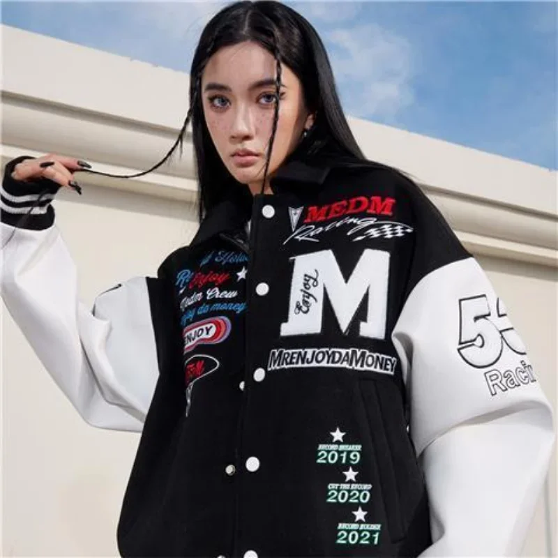 Hip Hop Trend Baseball Uniform Couple Casual Loose Jacket