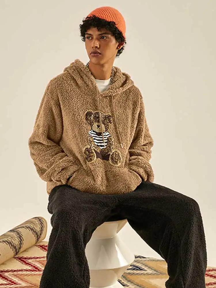 Men Fluffy Teddy Bear hoodie