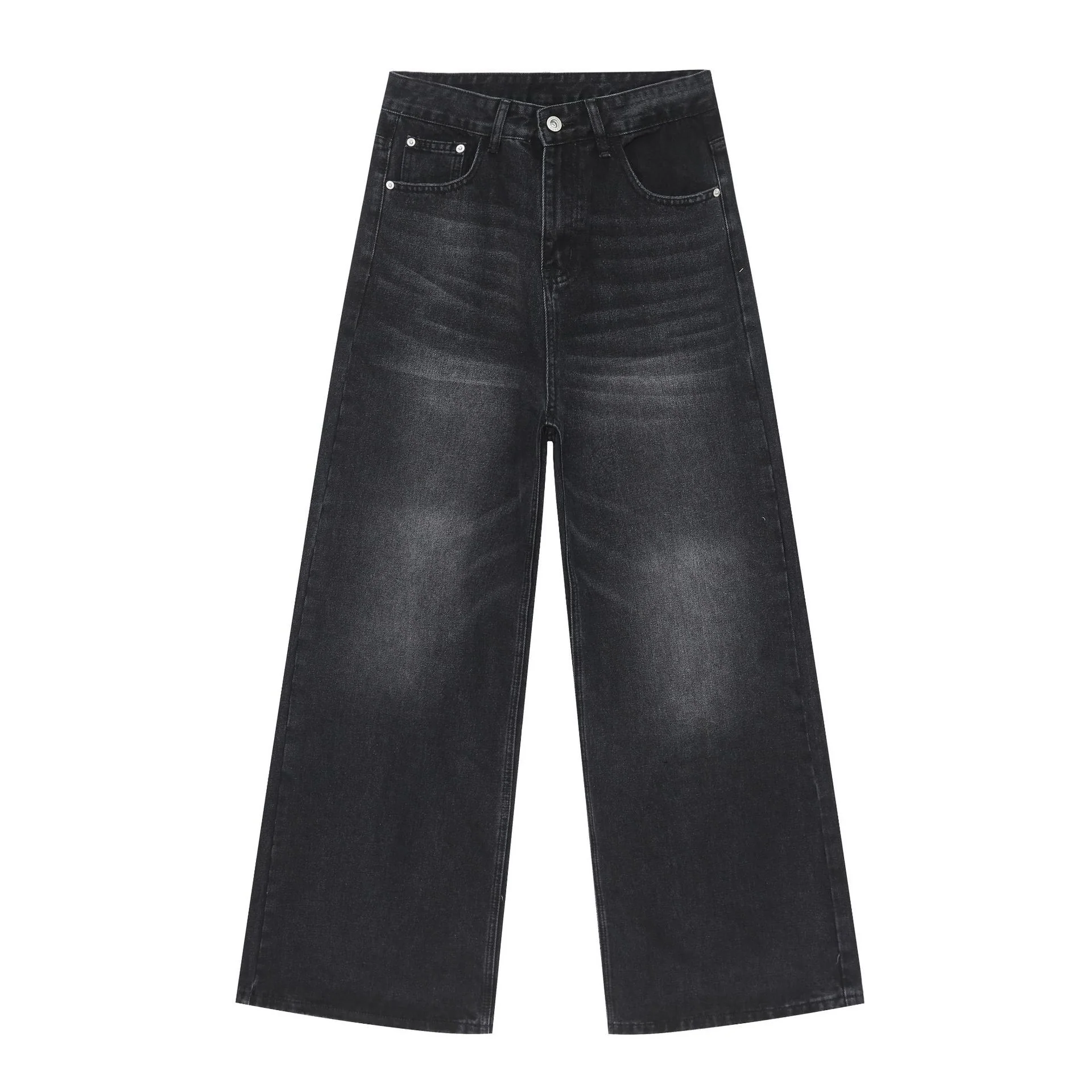 Men's Pu Shuai Korean Version Loose Washed-out Straight Wide Leg Mop Pants