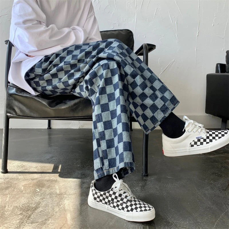 High Street Men's Chessboard Straight Jeans