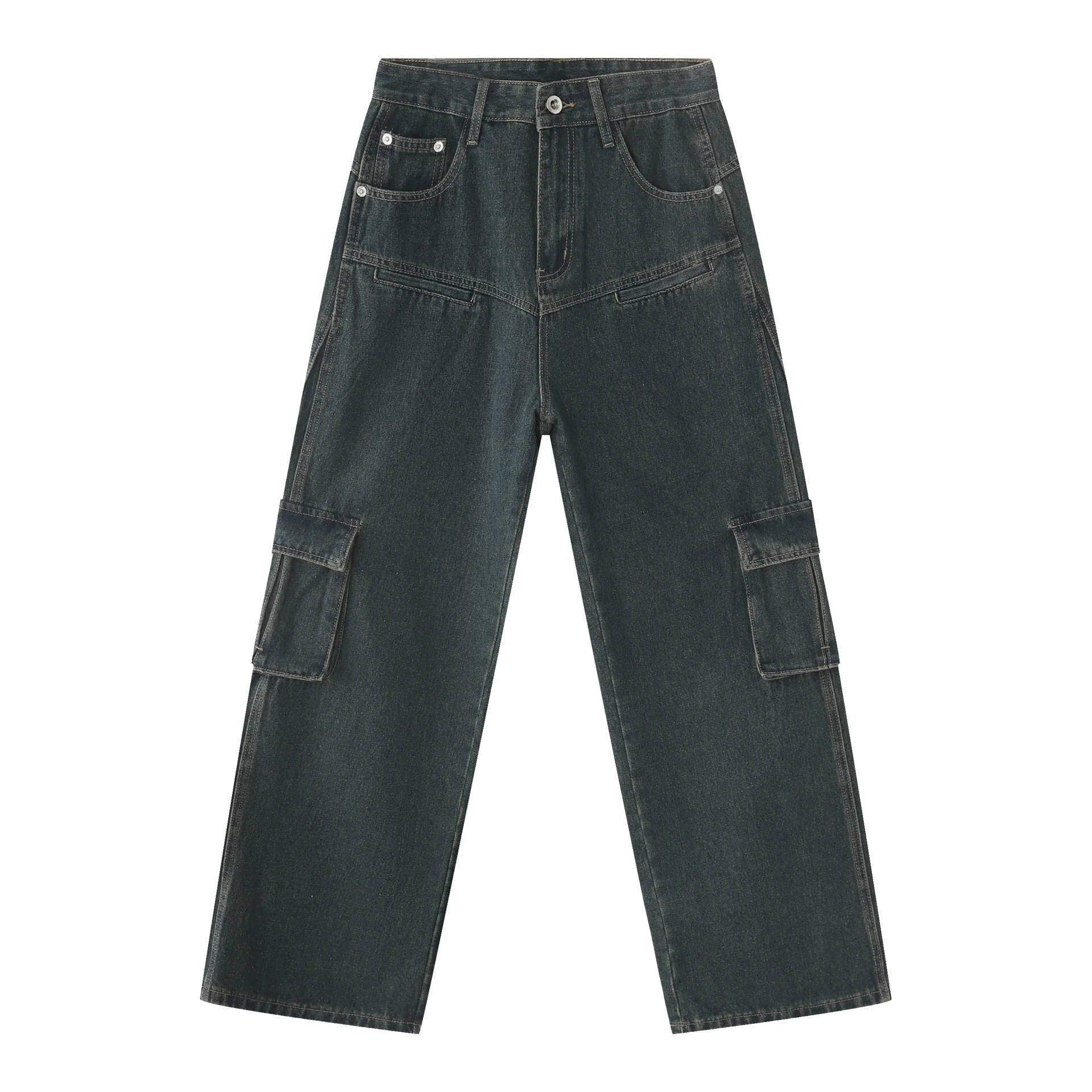 Men's Multi-pocket American Washed Jeans