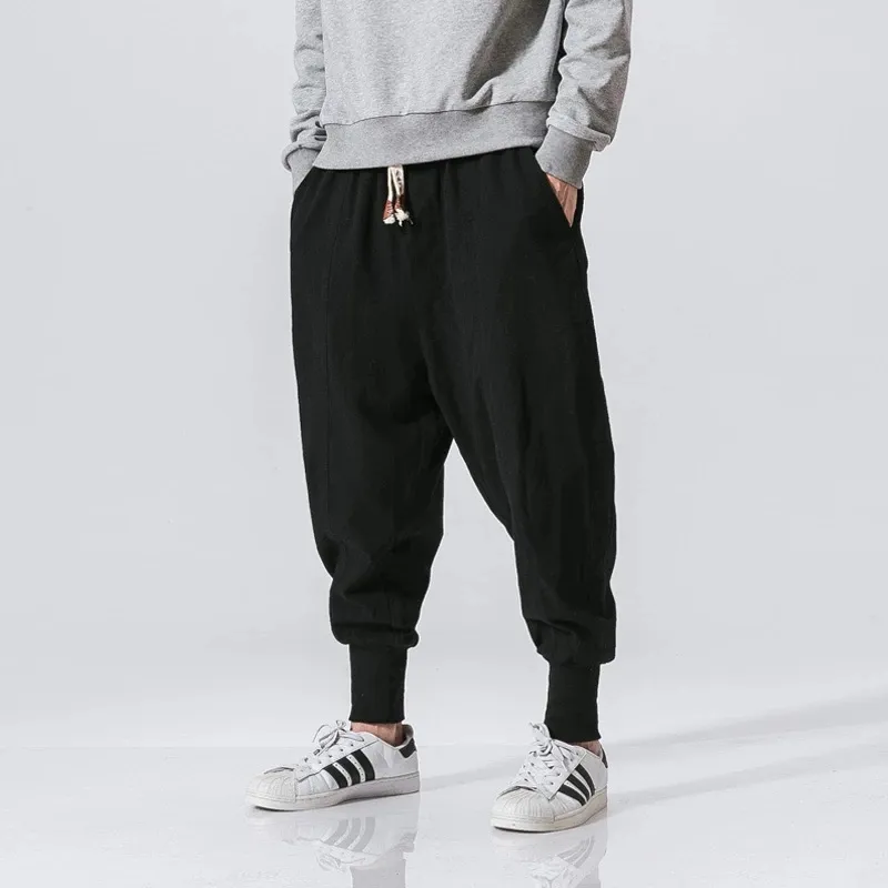 Men Solid Elastic Waist Streetwear Joggers