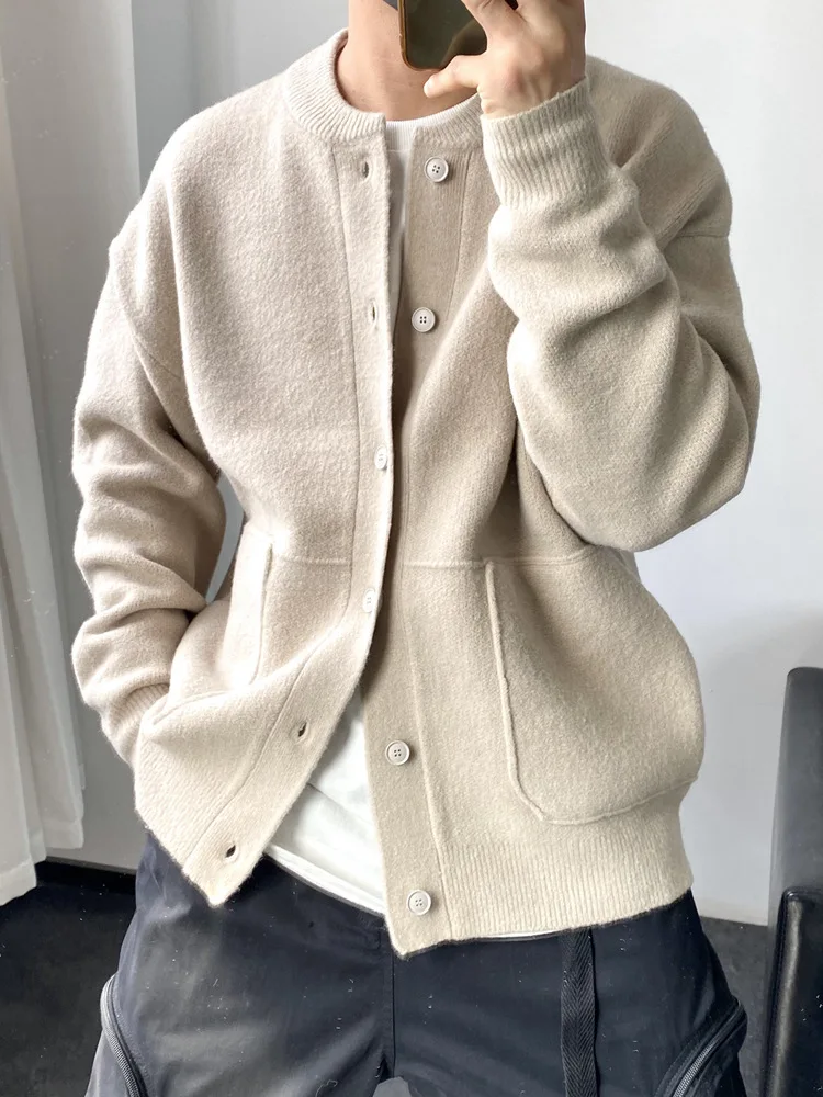 Cardigan Men Knitted Sweater Round Neck Jacket Loose Sweater