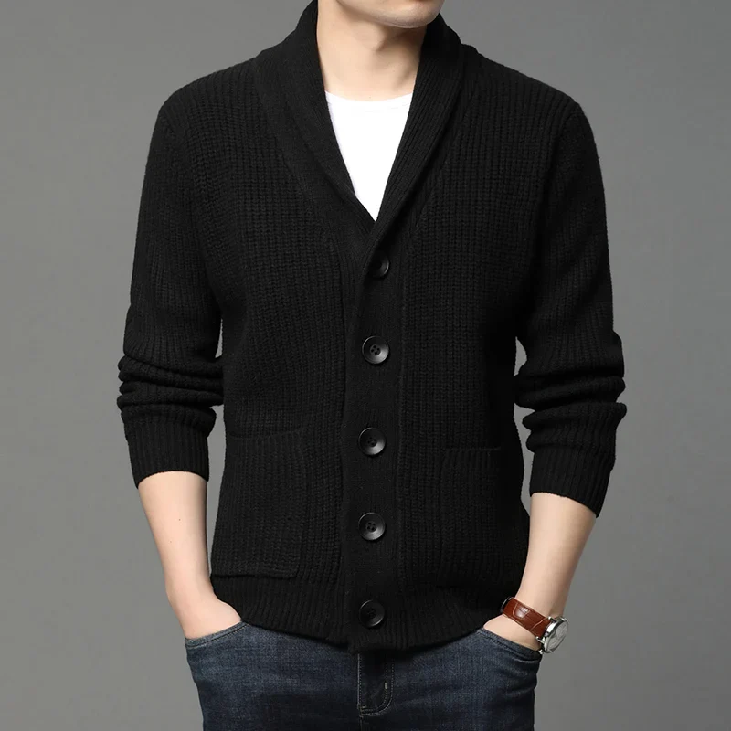 Winter Brand Fashion Cable Knit Sweater Jacket Men Casual Coats