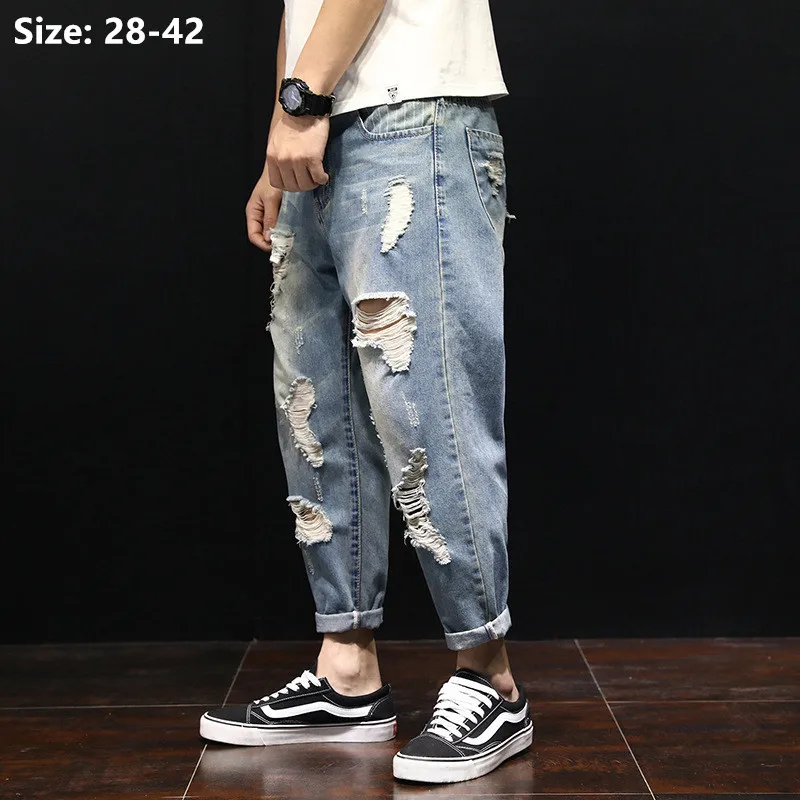 Men Summer Ripped Ankle Pants