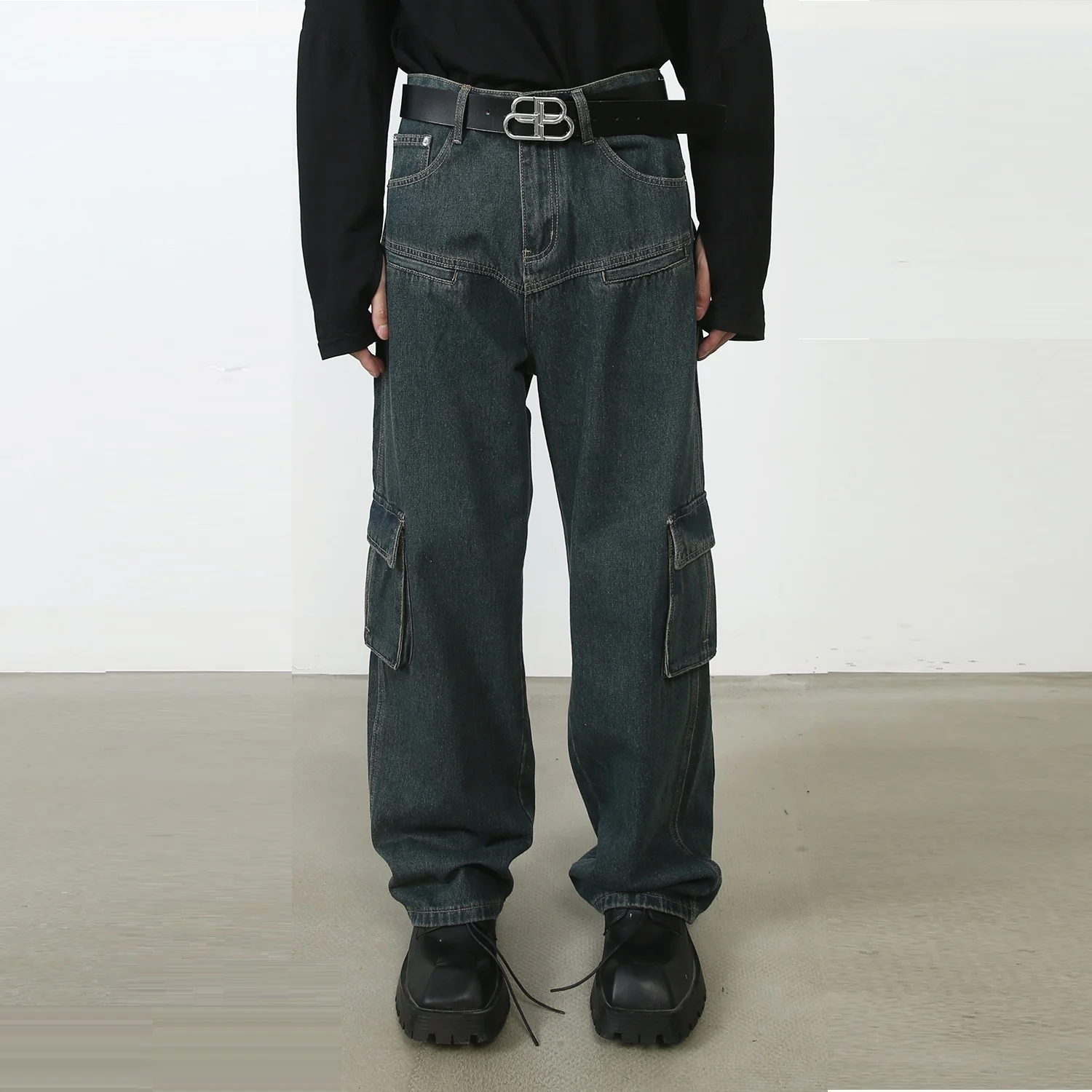 Men's Multi-pocket American Washed Jeans
